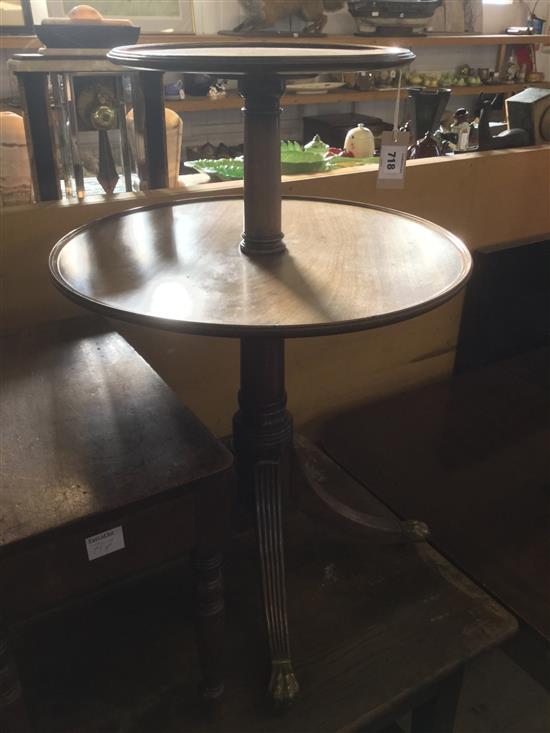 A George III mahogany two tier circular dumb waiter, W.2ft